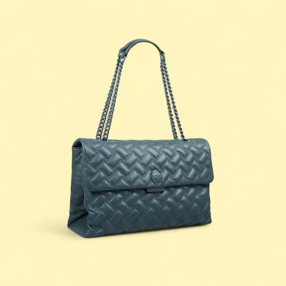 Kurt Geiger Handbags - Kurt Geiger Emerald Green Quilted Chain-Handle Shoulder Bag